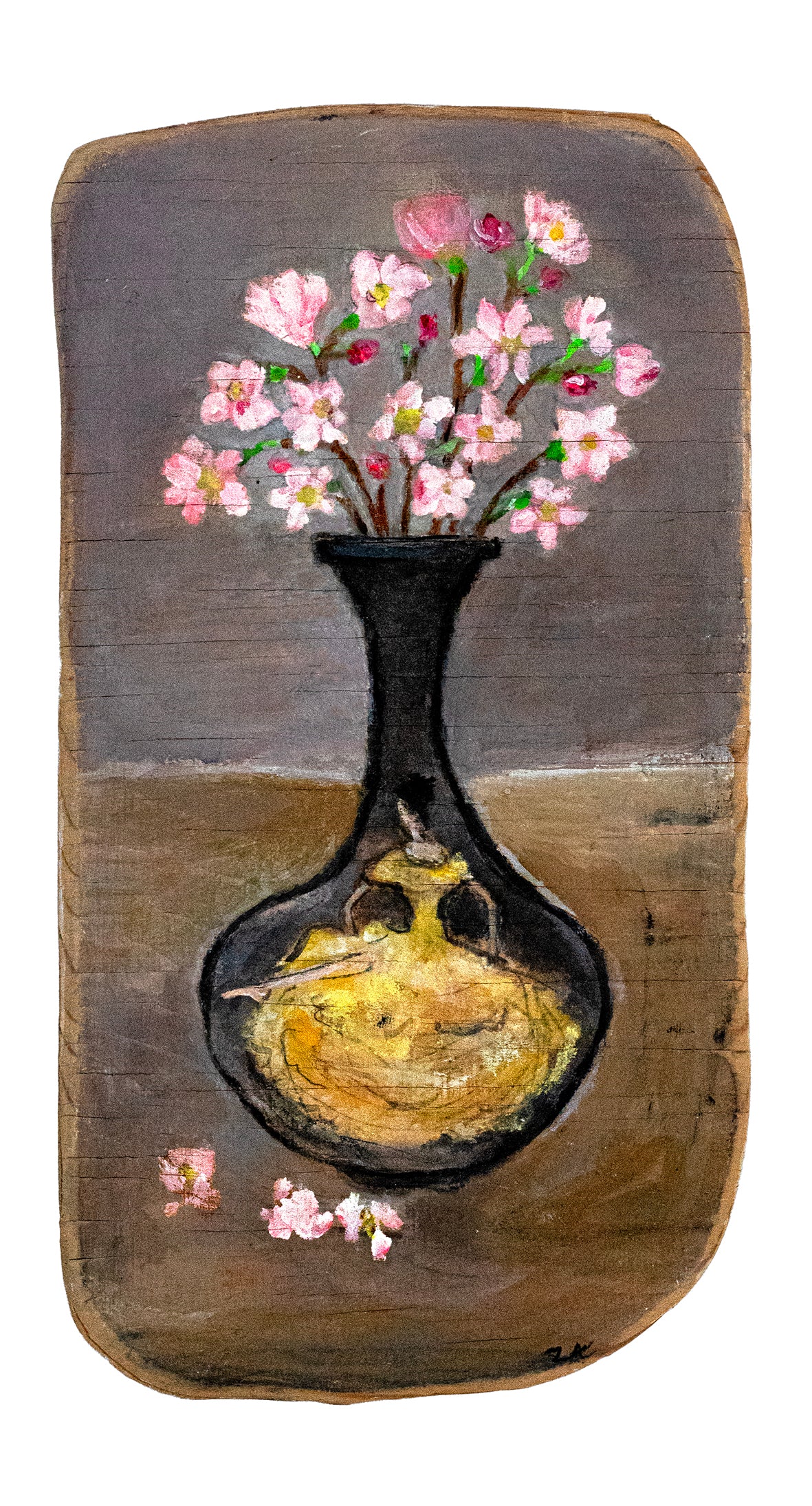 Blossom in French Vintage Vase Original Painting by Zoe Attwood