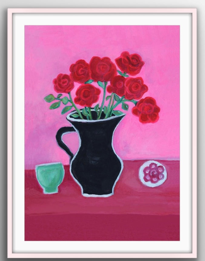 Crimson- Roses David Austin I Art Giclee print by Zoe Attwood 