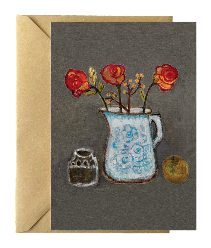 Lady of Shalott Rose in Burleigh Blue Jug by Zoe Attwood