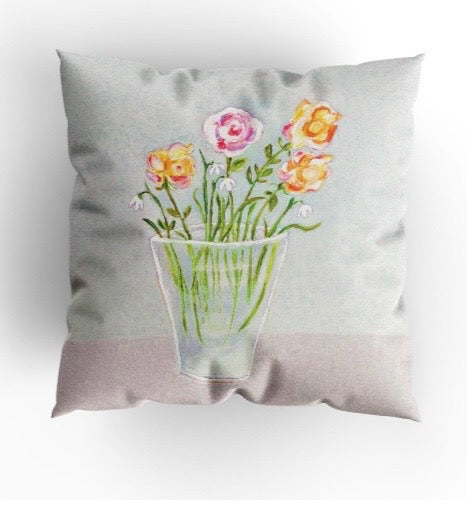 Snowdrops Fine art cushion by Zoe Attwood 