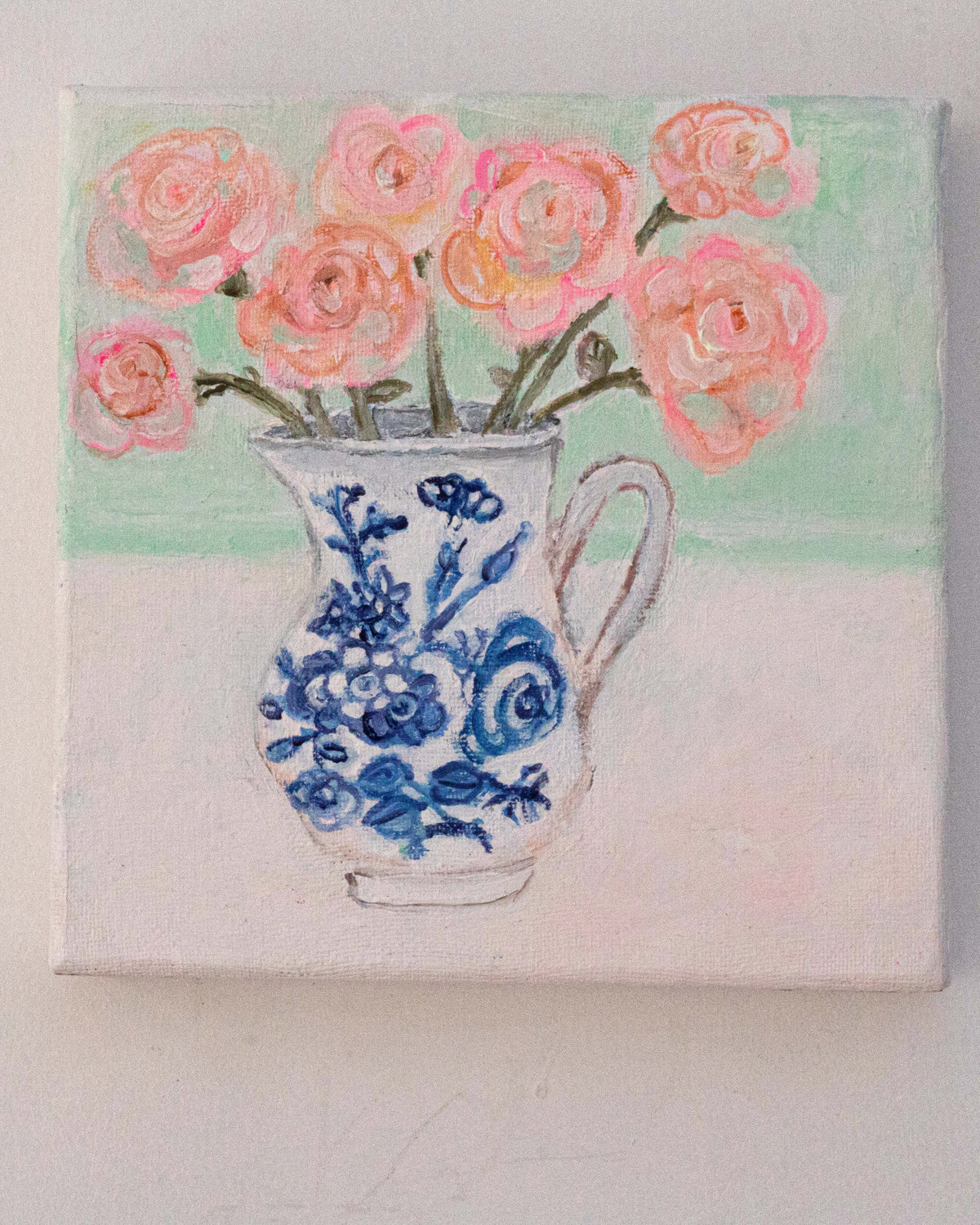 Pink Rose in floral jug painting by Zoe Attwood 