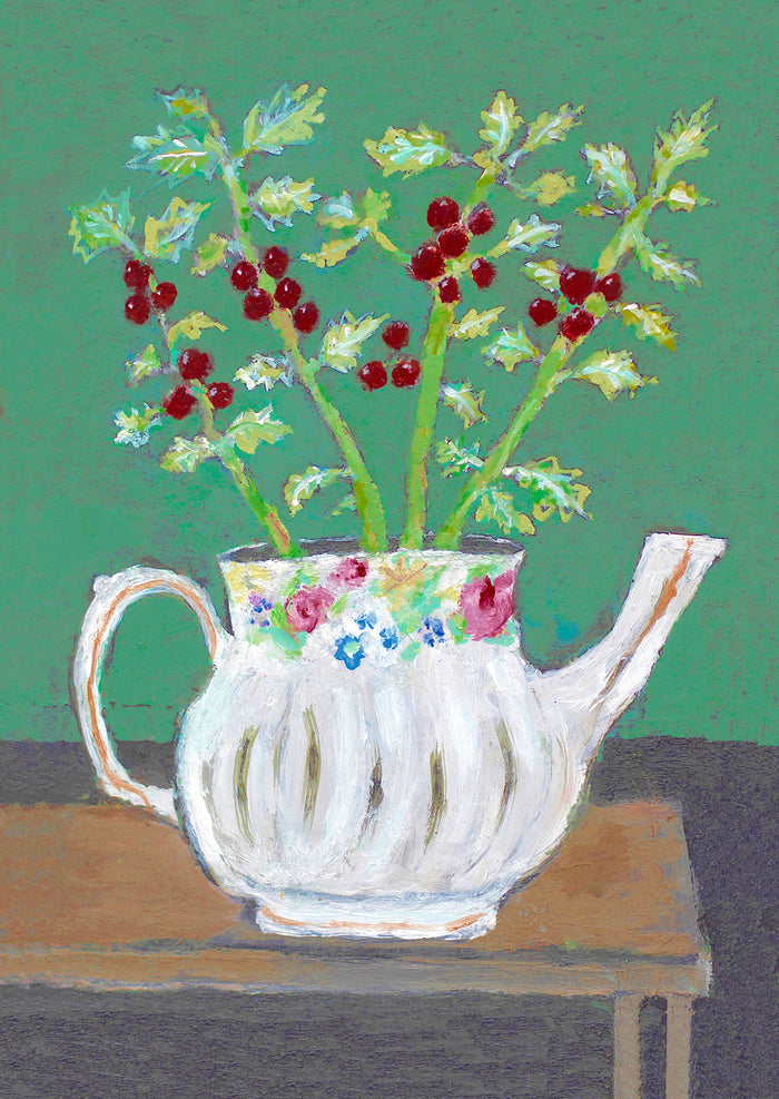 Holly in Sadler floral Teapot Card