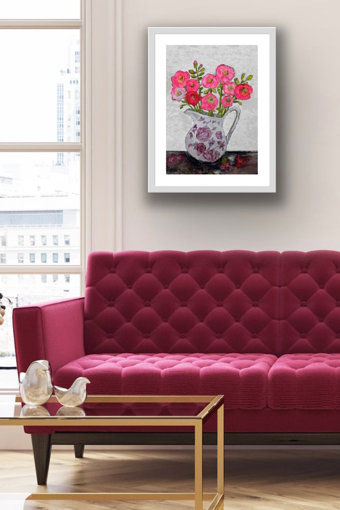 Camellia in Royal Crownford Jug Print by Zoe Attwood