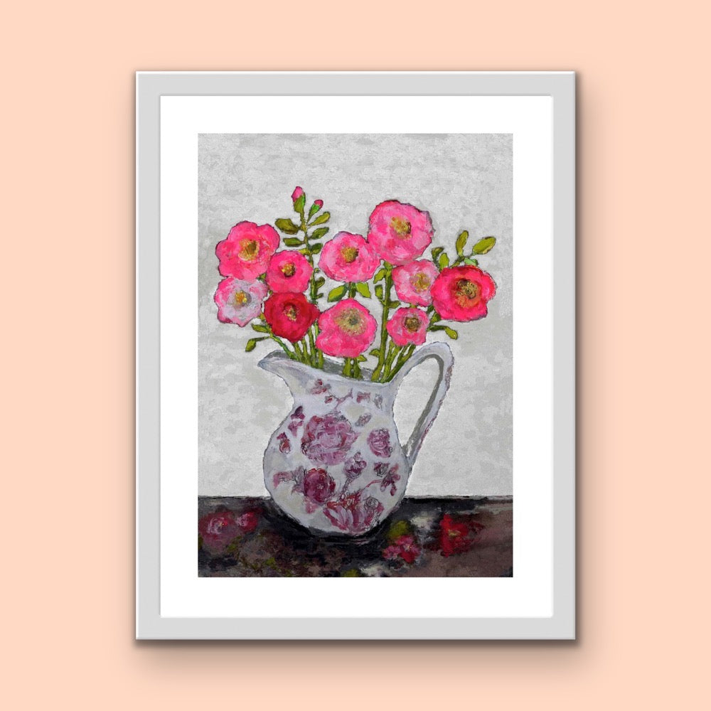Camellia in Royal Crownford Jug Print by Zoe Attwood