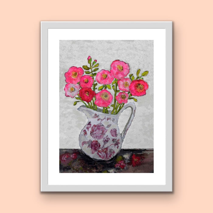 Camellia in Royal Crownford Jug Print by Zoe Attwood
