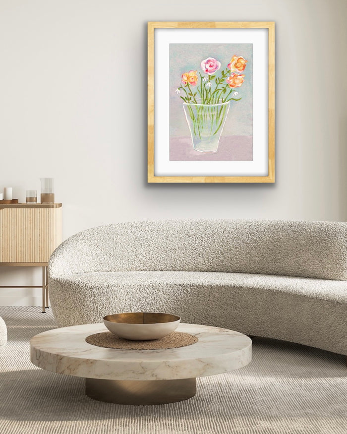Roses ans Snowdrops Giclee art print by Zoe Attwood 