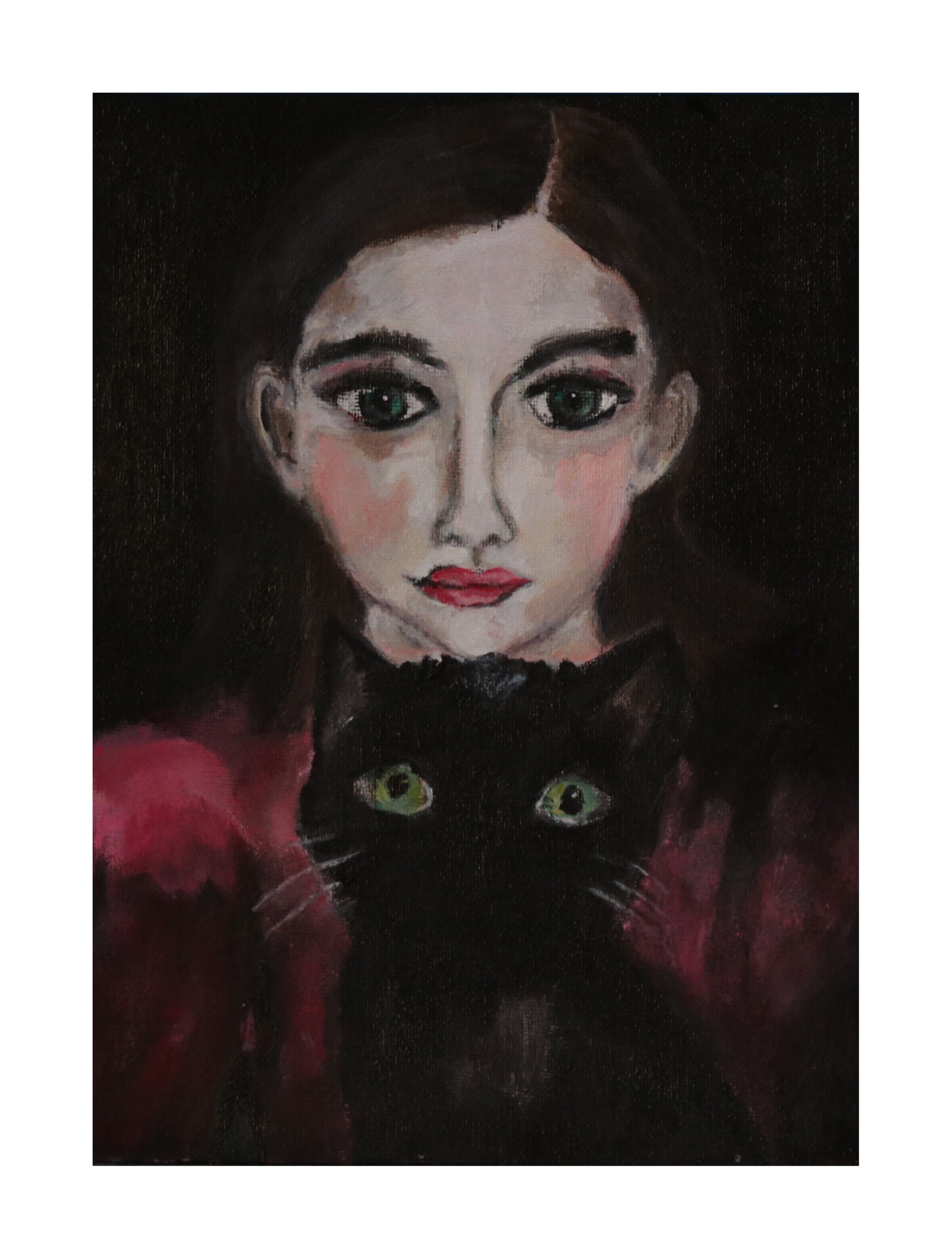 Halloween-girl-and cat-Art